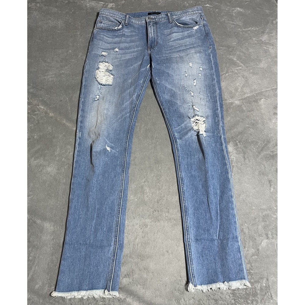 Ei8ht Dreams Jeans Womens 31 Destroyed Striaght Slim‎ Boyfriend Cut Frayed Hem